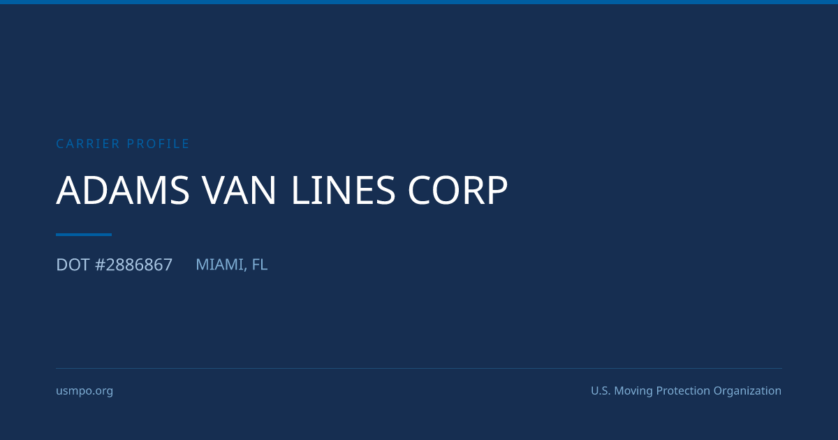 Adams Van Lines Corp Reviewed | USMPO