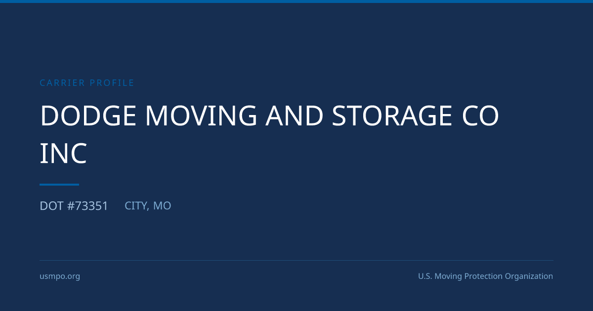 Dodge Moving And Storage Co Inc Reviewed | USMPO