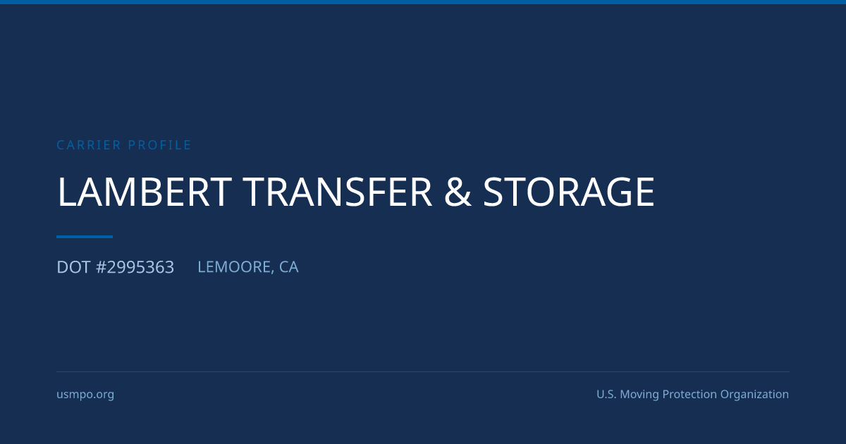 Lambert Transfer & Storage Reviewed | USMPO