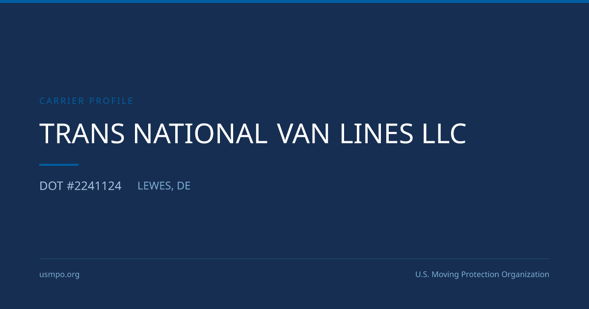 Trans National Van Lines Llc Reviewed | USMPO