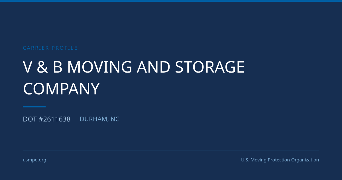 V & B Moving And Storage Company Reviewed | USMPO
